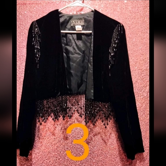 Alex Evenings Jackets & Coats Alex Evenings Black Velvet Beaded